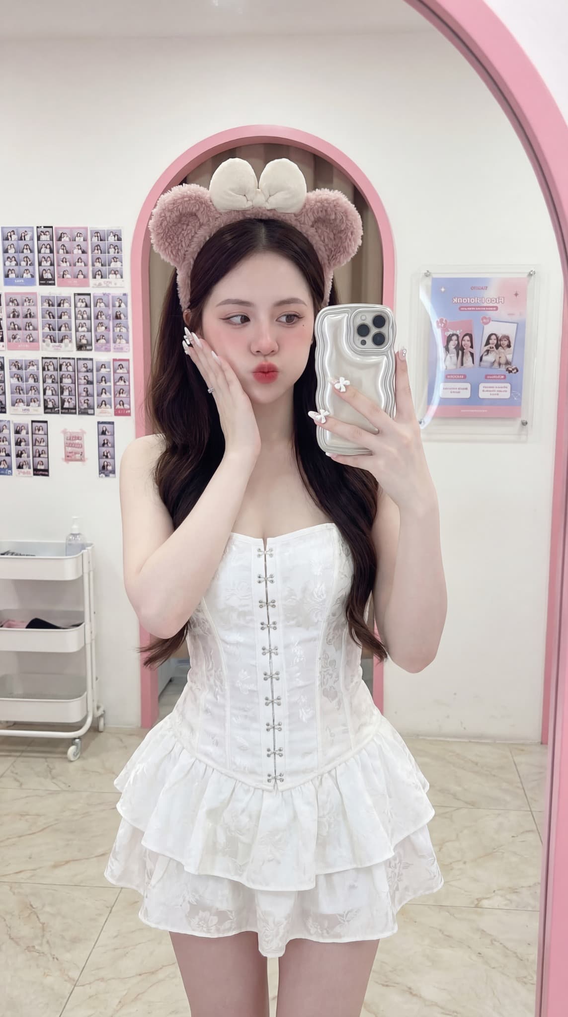 AI Prompt: Kawaii Bedroom iPad Selfie with My Melody Pajamas and Plush Toy