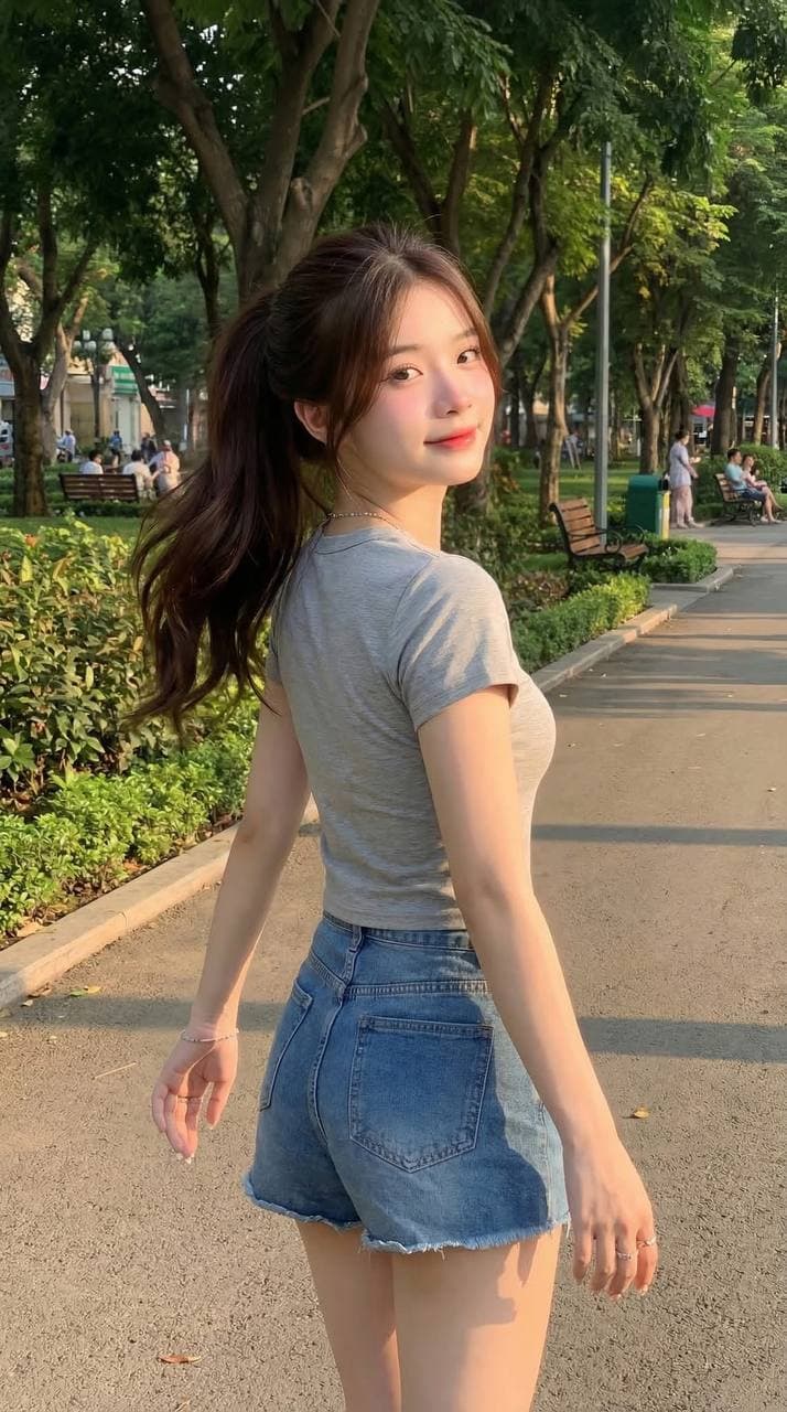 AI Lifestyle Park Portrait Prompts – 7 Poses: Walking, Resting, Touching Leaves, Tying Hair, Dog Walk & Play