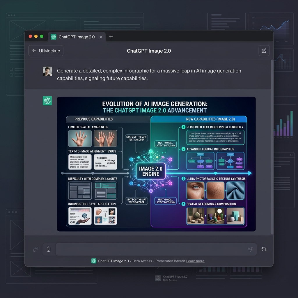 Giao diện UI mới của ChatGPT Image 2.0 tạo ra một Infographic thiết kế cực kỳ sắc nét với chữ viết hoàn hảo, thể hiện năng lực lập luận trước khi xuất bản hình ảnh.