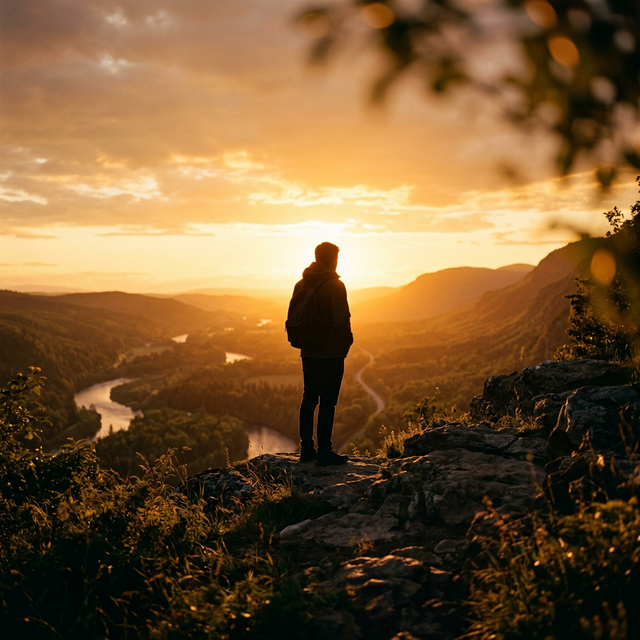 Golden Hour — warm amber sunlight at low angle creating rich emotional atmosphere