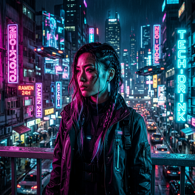 Cyberpunk Bi-Color Neon — saturated magenta and cyan simultaneously creating futuristic visual language