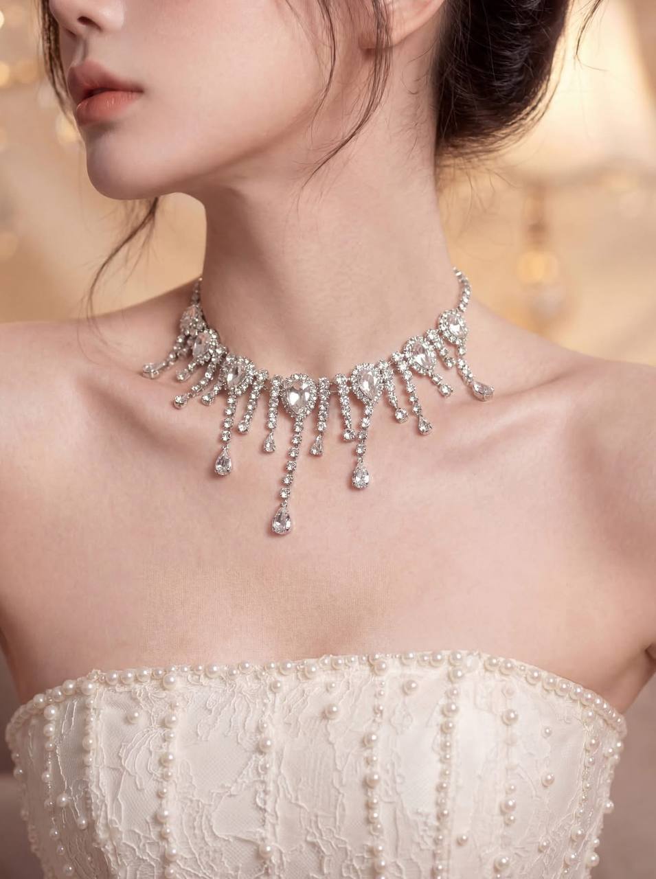 Prompt 4 — Crystal choker necklace detail